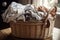 basket of freshly washed clothes, ready for their next trip out to the clothesline