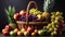 Basket with fruits :Harvest Delight Basket