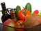 Basket full of fresh colorful vegetables