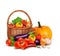 A basket full of fresh vegetables.