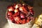 Basket full of fruit apples and viburnum