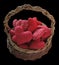 Basket full of red hearts