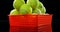 Basket full of tennis ball against black background