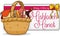 Basket Full of Traditional Snacks for Purim Celebration, Vector Illustration