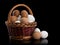 Basket full of white and brown eggs