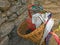 Basket with gas bottle in Himalayas Mountains Annapurna trek