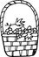 Basket with grapes icon. hand drawn in simple liner scandinavian style. Thanksgiving
