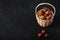 Basket Hazelnuts, filbert on wooden backdrop. heap or stack of hazelnuts. Hazelnut background
