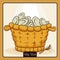 Basket with Many Breads Multiplied for Jesus Christ, Vector Illustration