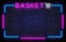Basket in Neon Frame Vector. Shoping neon sign, design template, modern trend design, night signboard, night bright advertising,