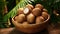 Basket overflowing with flavorful coconuts