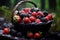 Basket Overflowing with Juicy and Ripe Mixed Berries - Fresh Harvest Delight
