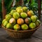 Basket overflowing with lush tropical coconuts, a bounty displayed