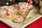 Basket with prawn cocktail for Christmas dinner