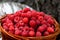 Basket with raspberries from the forest