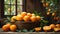 Basket with ripe oranges in the kitchen vitamin organic many harvest