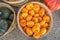 Basket of small pumkins