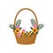 Basket straw with floral decoration easter