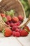 Basket with strawberry on table