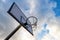 A basket to play basketball in the school playground. School playground equipment