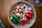 Basket of vegetables seen from above