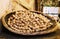 Basket of walnuts in the markets of Saint Lucia, Bologna. Santa Lucia, Italy