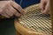 Basket weaving in a sheltered workshop