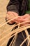 Basket weaving starts here with varying sizes of wood strips