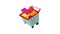 Basket on wheels with shopping icon animation