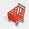 Basket on wheels for shopping isometric icon