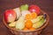 Basket Whole Fruit Wood Healthy Food