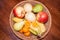 Basket Whole Fruit Wood Healthy Foodï¼Œ closeup