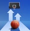 Basketball with Arrow symbolizes. basketball game concept
