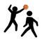 Basketball athletes playing silhouettes