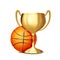Basketball Award Vector. Basketball Ball, Golden Cup. Sports Game Event Announcement. Basketball Banner Advertising