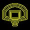 Basketball backboard Pixel silhouette icon with ring, hoop and net. Sports competitions in basketball on street and in gym. Vector