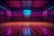 basketball background futuristic empty arena virtual indoor corridor interior neon hall game. Generative AI.
