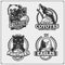 Basketball badges, labels and design elements. Sport club emblems with grizzly bear, panther, coyote and eagle.