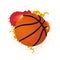 Basketball ball with abstract grungy elements on white background