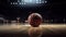 Basketball ball on arena, sport background. AI generated.