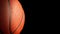 Basketball ball on black screen with alpha channel. Basketball 3D animation of spinning ball 3D rendering 4K