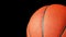 Basketball ball on black screen with alpha channel. Basketball 3D animation of spinning ball 3D rendering 4K