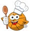 Basketball ball cartoon funny character cook isolated