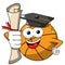 Basketball ball cartoon funny character got degree isolated