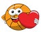 Basketball ball cartoon funny character love heart isolated