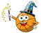 Basketball ball cartoon funny character magician magic spell isolated