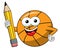 Basketball ball cartoon funny character pencil drawing isolated