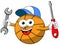 basketball ball cartoon funny character plumber tools fixing isolated