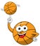 Basketball ball cartoon funny character spinning balance ball isolated