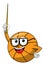 Basketball ball cartoon funny character teacher stick class isolated